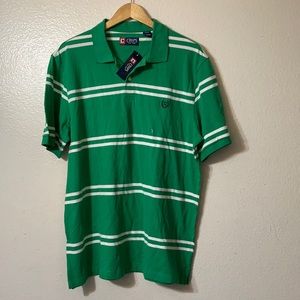 NWT CHAPS XL green and white striped shirt